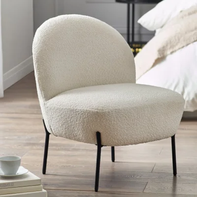 Happy Beds Boucle Accent Chair – Ivory – Boucle Fabric