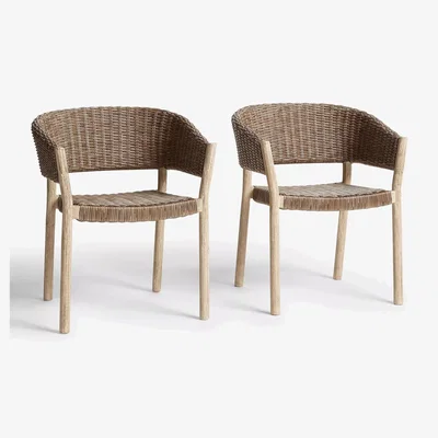 John Lewis John Lewis Burford Garden Woven Dining Chairs, Set of 2, FSC-Certified (Acacia Wood), Natural