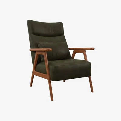 John Lewis John Lewis Hendricks High Back Leather Accent Chair, Leather, Dark leg