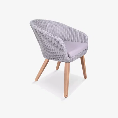 John Lewis Royalcraft Sol Rattan Garden Dining Chair Set of 2, Warm Grey