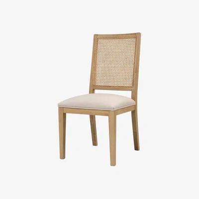 John Lewis Cotswold Elkstone Mellow Oak Rattan Back Chair, Set of 2, Stone