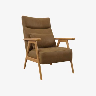 John Lewis John Lewis Hendricks High Back Leather Accent Chair, Light Leg