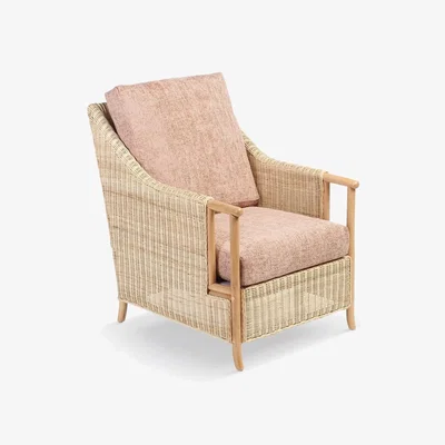 John Lewis Desser Eden Rattan Lounge Chair, Pink Punch/Natural