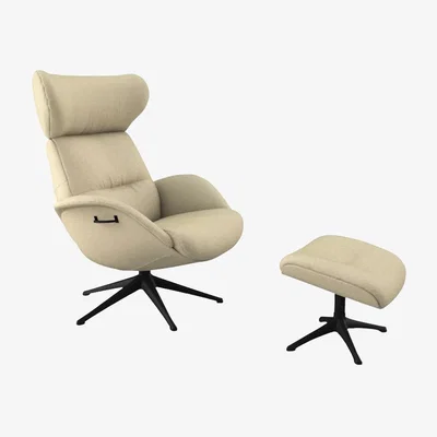 John Lewis Flexlux More Relax Recliner Chair and Footstool, Black Leg