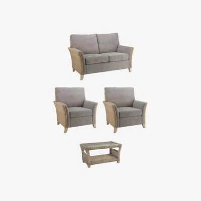 John Lewis Desser Arlington Rattan 4-Seater Lounging Table & Chairs Set, Grey