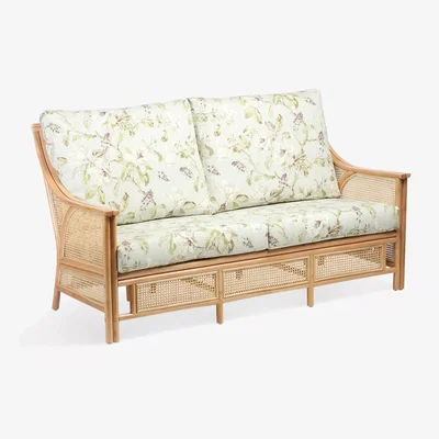 John Lewis Desser Chester Lily Rattan 4-Seater Lounging Table & Chairs Set, Floral Green/Natural