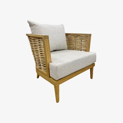 John Lewis Daro Martinique Woven Rattan Lounging Chair, Light Oak Wash