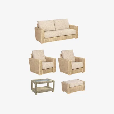 John Lewis Desser Burford Rattan 5-Seater Lounging Table & Chairs Set, Grey