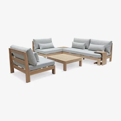 John Lewis KETTLER Beach 4-Seat Garden Low Lounging Table & Chairs Set, FSC-Certified (Acacia Wood), Natural