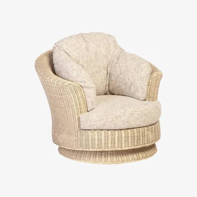 John Lewis Desser Burford Lyon Rattan Swivel Chair, Grey