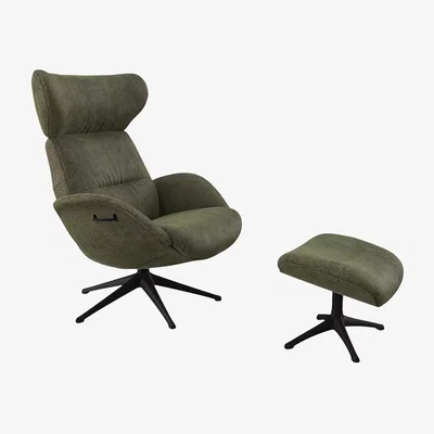 John Lewis Flexlux More Relax Recliner Chair and Footstool, Black Leg