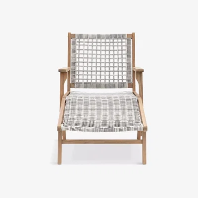 John Lewis Gallery Direct Lindos Wicker Garden Lounge Chair with Footstool, Natural/Grey
