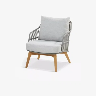John Lewis 4 Seasons Outdoor Sempre Garden Living Chair, FSC-Certified (Teak Wood), Silver Grey