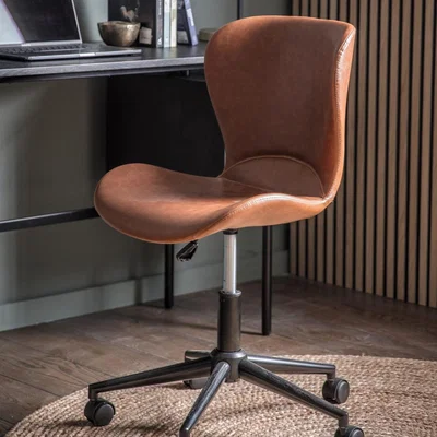 Knees Mendel Faux Leather Swivel Chair - Brown