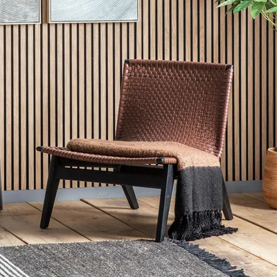 Knees Camas Leather Lounger Chair - Brown