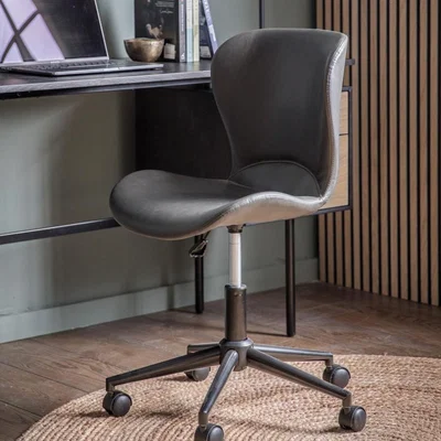 Knees Mendel Faux Leather Swivel Chair - Charcoal Grey