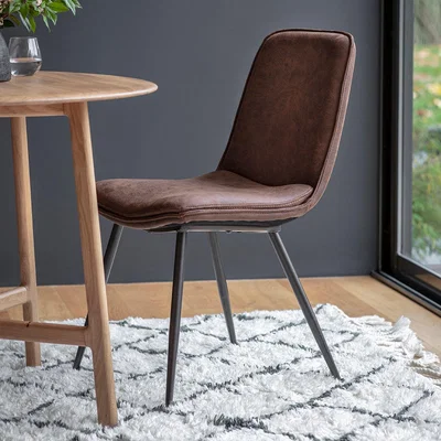 Knees Newton Faux Leather Dining Chair - Brown (Set of 2)