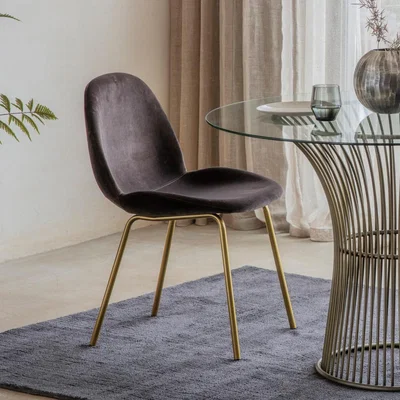 Knees Flanagan Velvet Dining Chair - Brown (Set of 2)