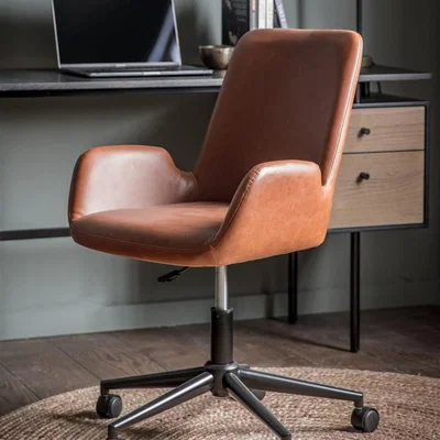 Knees Faraday Faux Leather Swivel Chair - Brown