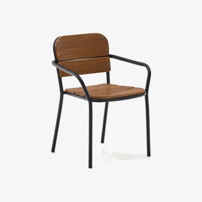 Kave Home Algueret Chair made of solid eucalyptus wood with natural finish and black aluminum FSC 100%
