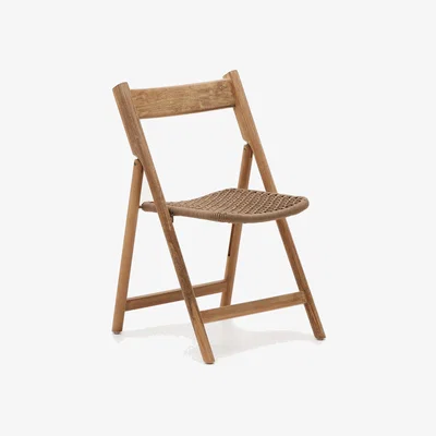 Kave Home Dandara folding chair in solid acacia wood with steel structure and beige 100% FSC cord