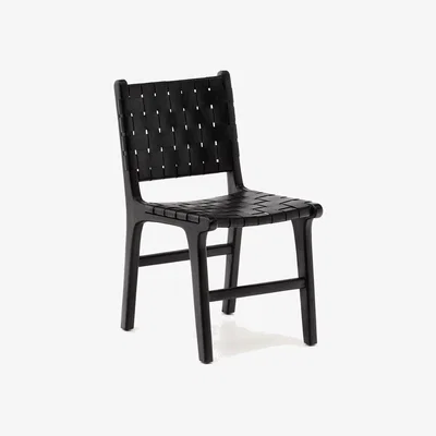 Kave Home Calixta chair in leather and solid mahogany wood with black finish