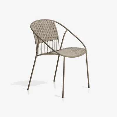 Kave Home Atrani chair in galvanized steel and taupe rope