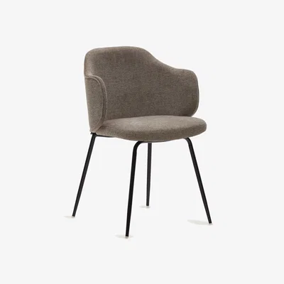 Kave Home Yunia chair in brown with steel legs in a painted black finish FR