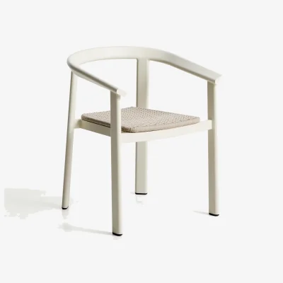 Kave Home Erice chair in aluminium and ecru rope cord