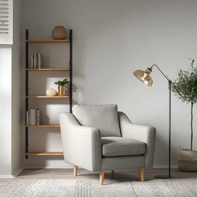 La Redoute Rosa Curve Soft Woven Armchair with Light Wood Legs