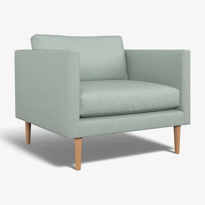 La Redoute Gabriela Modern Soft Brushed Armchair with Light Wood Legs & Feather Fillings