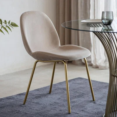 La Redoute Rewari Velvet Dining Chair with Gold Legs (Set of 2)