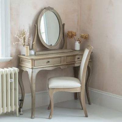 La Redoute Camille Limed Oak & Linen Upholstered Bedroom Chair