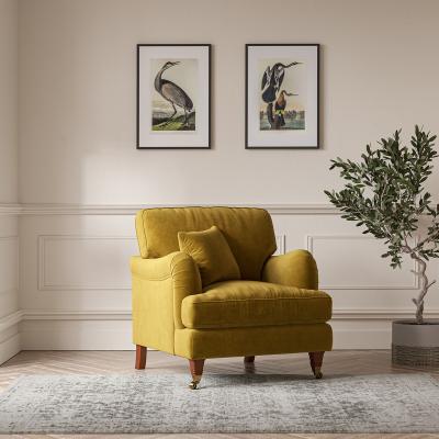 La Redoute Emeline Velvet Armchair with Antique Castor Legs