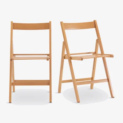 La Redoute Set of 2 Yoann Folding Chairs in Solid Beech