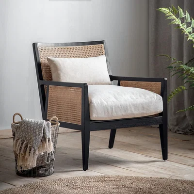 La Redoute Satara Rattan Armchair with Linen Look Cushions