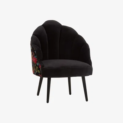 La Redoute Multicolour Floral Velvet Scallop Accent Chair