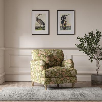 La Redoute Emeline Floral Chenille Armchair with Oak Feet