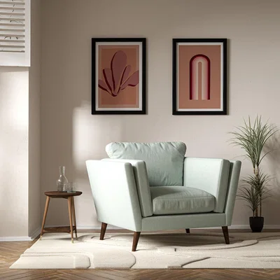 La Redoute Frida Contemporary Soft Brushed Armchair with Dark Wood Legs & Feather Fillings