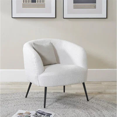 La Redoute Bouclé Curve Tub Chair with Black Metal Legs