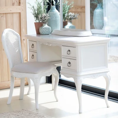 La Redoute Etienne French-Vintage Linen & Rattan Bedroom Chair