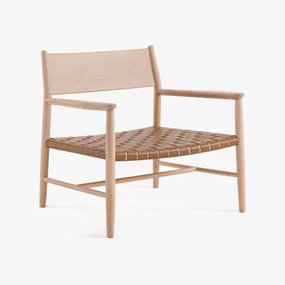 La Redoute Milda Solid Beech Armchair with Leather Strapping