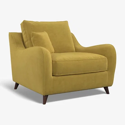 La Redoute Amelia Textured Velvet Armchair with Dark Wood Legs