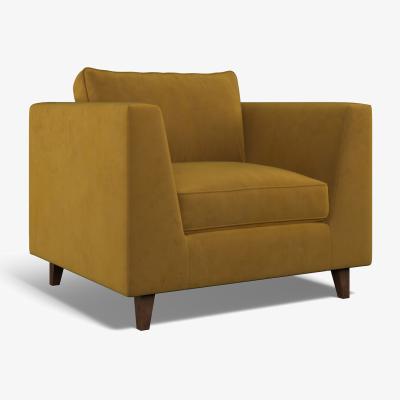 La Redoute Claudia Angular Velvet Armchair with Dark Wood Legs & Feather Fillings