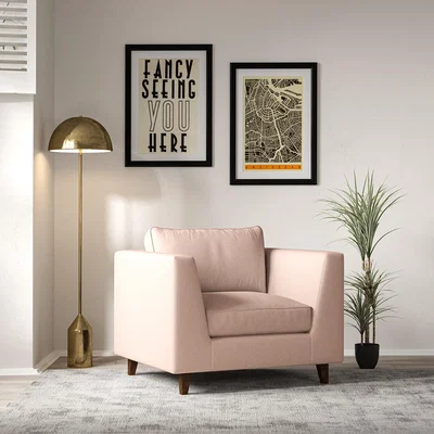 La Redoute Claudia Angular Soft Brushed Armchair with Dark Wood Legs & Feather Fillings