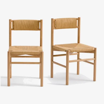 La Redoute Set of 2 Marrathy Chairs in Oak and Paper Cord