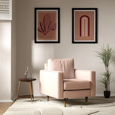 La Redoute Coco Mid-Century Soft Brushed Armchair with Walnut Legs