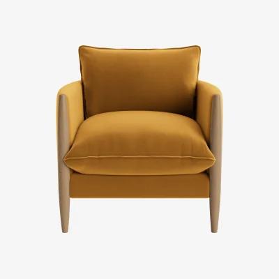 Loaf Spencer Accent Chair (Butterscotch Clever Velvet, Light Oak)