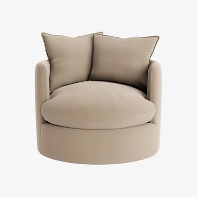 Loaf Dunkins Swivel Accent Chair in Toasted Muffin Clever Cotton