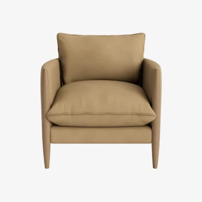 Loaf Spencer Accent Chair (French Mustard Clever Cotton, Light Oak)